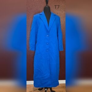 Vibrant Vintage Blue Long Coat